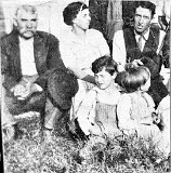 William S. Clarke, his daughter Elva Dooley, Edmund Dooley and children Bernard and Clark.  circa 1916.